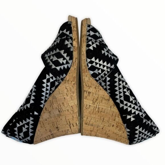 Toms Aztec peep toe canvas & cork wedge sandals - Picture 3 of 8